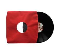 rock on wall - 25 Pochettes Intérieures 33T - Papier Rouge Premium & Film Antistatique - Coins Biseautés, Trou Central - Format LP - Étui Inclus - Protection Haute Qualité