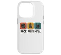 Rock Paper Metal - Plaque humoristique en forme de main - Jeu de musique rock Coque pour iPhone 14 Pro