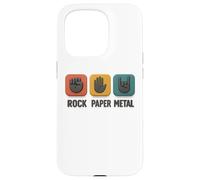 Rock Paper Metal - Plaque humoristique en forme de main - Jeu de musique rock Coque pour iPhone 15 Pro