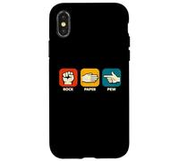 Rock Paper Pew Funny Gun Hunting, 2e amendement Coque pour iPhone X/XS