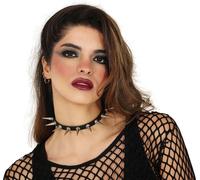 Rock Punk Rivets Collier Carnaval Sado Look Accessoire Mode Noir Pointes Goth Grunge Dominance Expression Fashion Festival Bijoux, Couleur : Noir / Argent