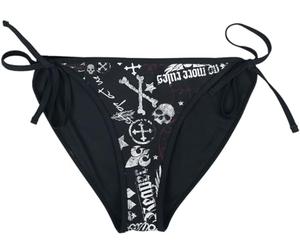 Rock Rebel by EMP Femme Bas de Bikini Noir Mix and Match avec imprimé Skull et Label M