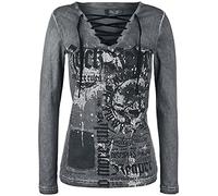 Rock Rebel by EMP Femme Chemise Grise à Manches Longues avec laçage