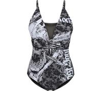 Rock Rebel by EMP Femme Maillot de Bain Vert Olive avec Motif Skull et Rubans décoratifs M