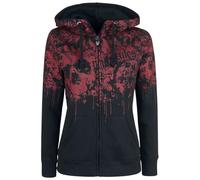 Rock Rebel by EMP Femme Sweat à Capuche Noir avec imprimé Rouge M