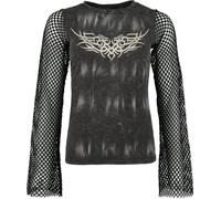 Rock Rebel by EMP Femme t-Shirt Manches Longues Marron/Noir avec Manches en Mesh M