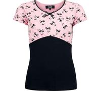 Rock Rebel by EMP Femme T-Shirt Noir/Rosa Con Teschio Stampato L