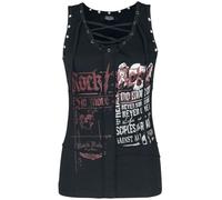 Rock Rebel by EMP Femme Top Noir avec imprimé Rock et laçage L