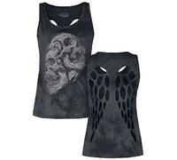 Rock Rebel by EMP Femme Top Noir avec imprimé sur Le Devant et découpes dans Le Dos S