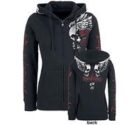 Rock Rebel by EMP Femme Veste à Capuche Noire avec imprimé tête de Mort XL