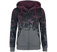 Rock Rebel by EMP Femme Veste de survêtement Gris Bordeaux avec imprimé Rose sur Tout Le Dessus et dégradé de Couleur Dip Dye XXL