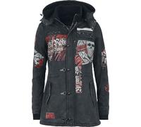 Rock Rebel by EMP Femme veste d'hiver grise avec peluche chaude et douillette L