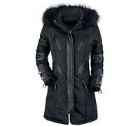 Rock Rebel by EMP Femme Veste longue d'hiver noire avec détails en simili-cuir L