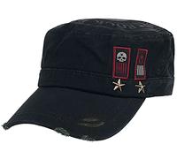 Casquette de Rock Rebel by EMP - Casquette Militaire Noire Avec Imprimé, Patchs & Clous - pour Homme - noir taille unique