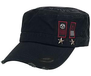 Rock Rebel by EMP Homme Casquette Militaire Noire avec imprimé, Patchs et Rivets One Size