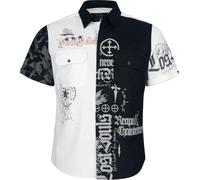 Rock Rebel by EMP Homme Chemise à Manches Courtes Noire et Blanche en Coton rafraîchissant XL