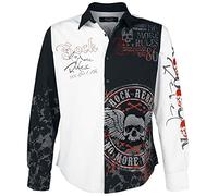 Rock Rebel by EMP Homme Chemise Noire et Blanche avec imprimé Rock L