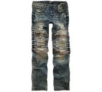 Rock Rebel by EMP Homme Jean Motard Bleu avec Lavage Individuel W34L32