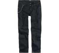 Rock Rebel by EMP Homme Jean Noir détruit avec chaîne W31L32