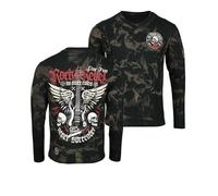 Rock Rebel by EMP Homme Noir T-Shirt à Manches Longues avec Front/Backprint et Patch sur Le Bras