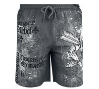 Rock Rebel by EMP Homme Short de Bain Gris foncé avec Slip en Mesh et Grand imprimé XXL