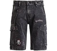 Rock Rebel by EMP Homme Short en Denim Gris avec Patchs et chaînes XXL