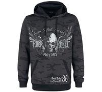 Rock Rebel by EMP Homme Sweat à Capuche Gris foncé avec imprimé 3XL