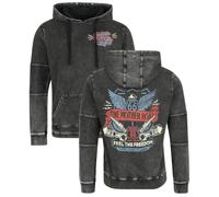 Rock Rebel by EMP Homme Sweat à Capuche Noir Washed Look avec Grands imprimés M