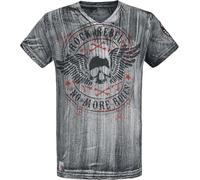Rock Rebel by EMP Homme T-Shirt Gris avec col en V et imprimé M