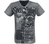 Rock Rebel by EMP Homme T-Shirt Gris avec imprimé Rocky M