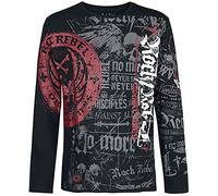 Rock Rebel by EMP Homme T-Shirt Noir à Manches Longues avec imprimé sur Tout la Surface 4XL