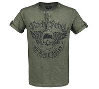 Rock Rebel by EMP Homme T-Shirt Vert avec Bande de Boutons M