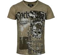 Rock Rebel by EMP Homme T-Shirt Vert Olive avec imprimé intégral XL