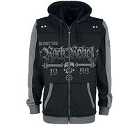 Rock Rebel by EMP Homme Veste à Capuche Noire avec imprimés tête de Mort 3XL