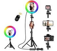 RGB Anneau Lumineux Selfie Light Ring réglable10 Pouces -NOIR