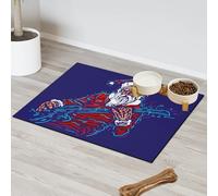 Rock Santa Tapis d'alimentation pour chat et chien Tapis de nourriture pour animal domestique Tapis de Noël absorbant Nti-Slip Contiennent les déversements Protège les sols Set de table 30,4 x 50,8 cm