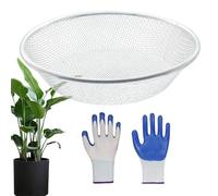 Rock Sifter - Passoire de terre en acier inoxydable durable avec gants | Crépine de terre de sable pour jardinage, tamis à terre pour paillis et pierres | Outil léger 11,81 x 11,81 x 2,36 pour la
