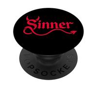 Rock Sinner Devil Corns & Tail - Atheist Pride PopSockets PopGrip Adhésif