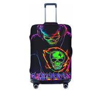 Rock Skeleton Dj Housse de protection élastique pour valise de voyage Motif imprimé anti-rayures, Noir , S