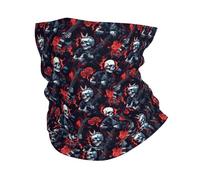Rock Skull Guitar Rose Femme Homme Cache Cou Élastique Bandana Thermique Snood pour Vélo Hiver Pêche Sport