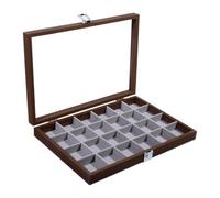 Rock Specimen Storage Box - 24 Compartment Wooden Mineral And Crystal