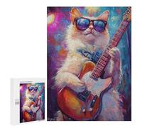 Rock Star Cat Guitar Painting -1 Puzzle 1000 Pièces Educa Jouet en Bois Cadeau Unique Décoration Intérieure Jeu Éducatif Challenge Toy Adultes Et Enfants À Partir De 14 Ans 500 PCS