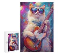 Rock Star Cat Guitar Painting -1 Puzzle 1000 Pièces Educa Jouet en Bois Cadeau Unique Décoration Intérieure Jeu Éducatif Challenge Toy Adultes Et Enfants À Partir De 14 Ans 1000 PCS