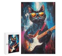 Rock Star Cat Guitar Painting -3 Puzzle 1000 Pièces Educa Jouet en Bois Cadeau Unique Décoration Intérieure Jeu Éducatif Challenge Toy Adultes Et Enfants À Partir De 14 Ans 1000 PCS