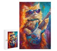 Rock Star Cat Guitar Painting -6 Puzzle 1000 Pièces Educa Jouet en Bois Cadeau Unique Décoration Intérieure Jeu Éducatif Challenge Toy Adultes Et Enfants À Partir De 14 Ans 1000 PCS
