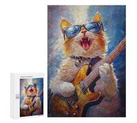 Rock Star Cat Guitar Painting -7 Puzzle 1000 Pièces Educa Jouet en Bois Cadeau Unique Décoration Intérieure Jeu Éducatif Challenge Toy Adultes Et Enfants À Partir De 14 Ans 300 PCS