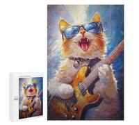 Rock Star Cat Guitar Painting -7 Puzzle 1000 Pièces Educa Jouet en Bois Cadeau Unique Décoration Intérieure Jeu Éducatif Challenge Toy Adultes Et Enfants À Partir De 14 Ans 1000 PCS