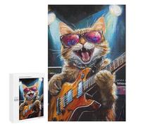 Rock Star Cat Guitar Performance Puzzle 1000 Pièces Educa Jouet en Bois Cadeau Unique Décoration Intérieure Jeu Éducatif Challenge Toy Adultes Et Enfants À Partir De 14 Ans 1000 PCS