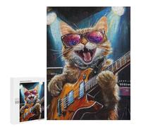 Rock Star Cat Guitar Performance Puzzle 500 Pièces Educa Jouet en Bois Cadeau Unique Décoration Intérieure Jeu Éducatif Challenge Toy Adultes Et Enfants À Partir De 14 Ans 500 PCS