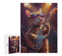 Rock Star Cat Guitar Puzzle 1000 Pièces Educa Jouet en Bois Cadeau Unique Décoration Intérieure Jeu Éducatif Challenge Toy Adultes Et Enfants À Partir De 14 Ans 500 PCS